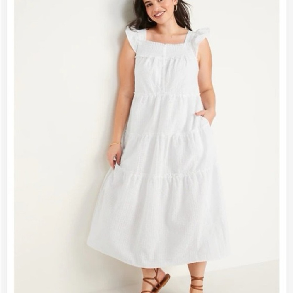 White Flutter Sleeve Dress